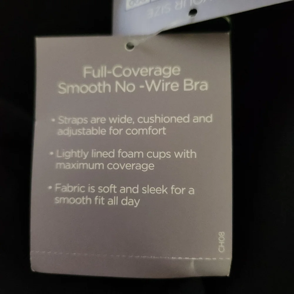 New Catherines 46B Full Coverage Smooth No Wire Bra Black Wireless